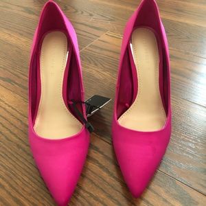 Pink satin high heels